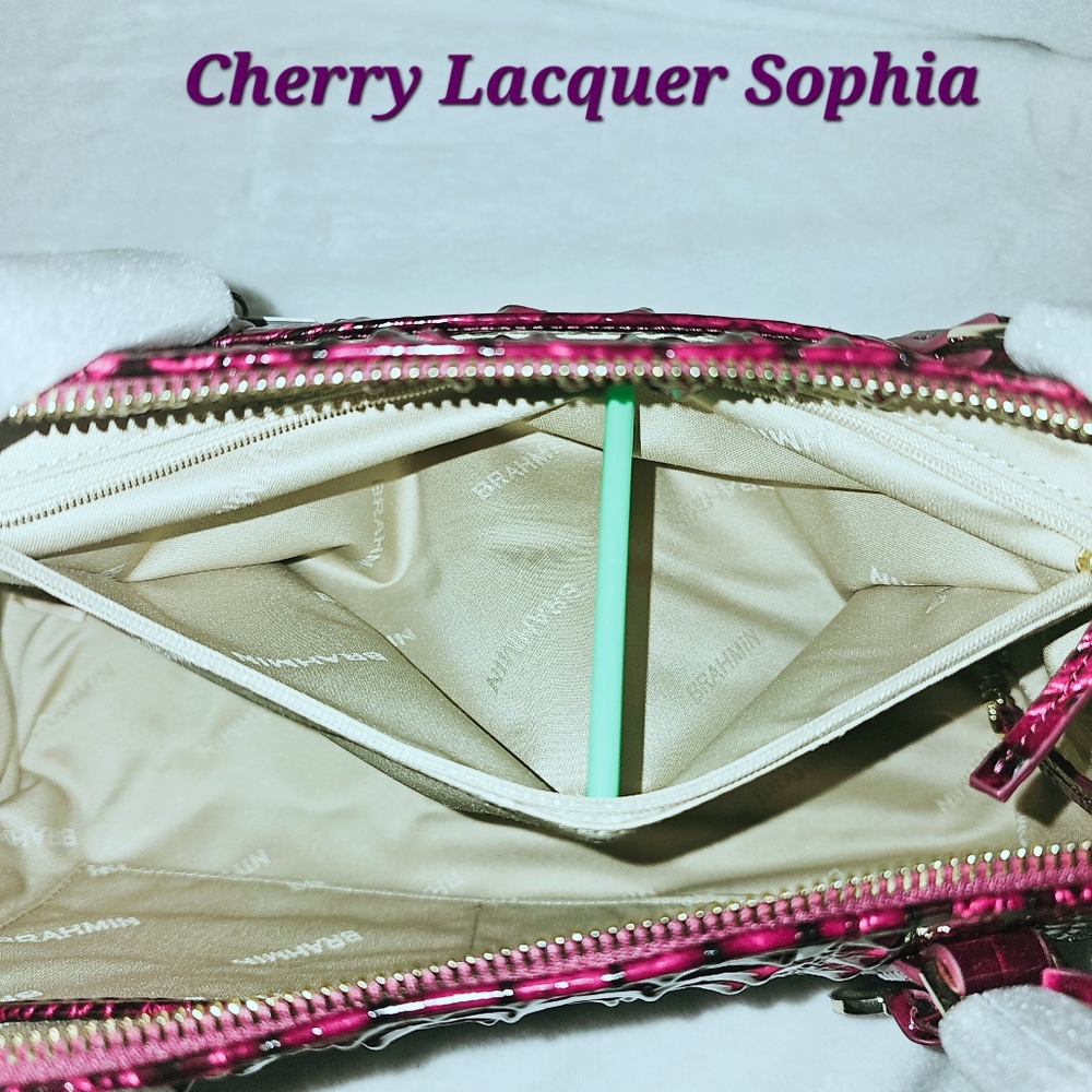 NWT Brahmin CHERRY LACQUER Sophia w/Veronica Wallet - Picture 9 of 16